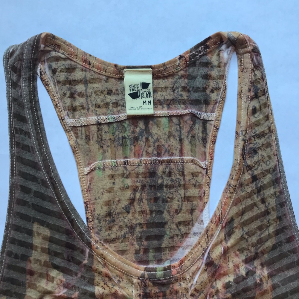 Free People Racerback Burnout Tank Tan Medium - Picture 3 of 8